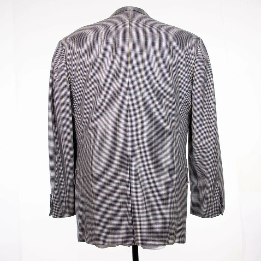 Hickey Freeman‎ Mens 40R Plaid Houndstooth Blazer Sports Coat Suit Jacket